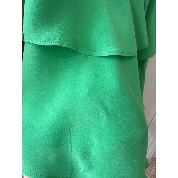 Alexis Green Silk Cateline Cape Sleeve Midi Dress Size M Formal Elegant - Picture 12 of 16